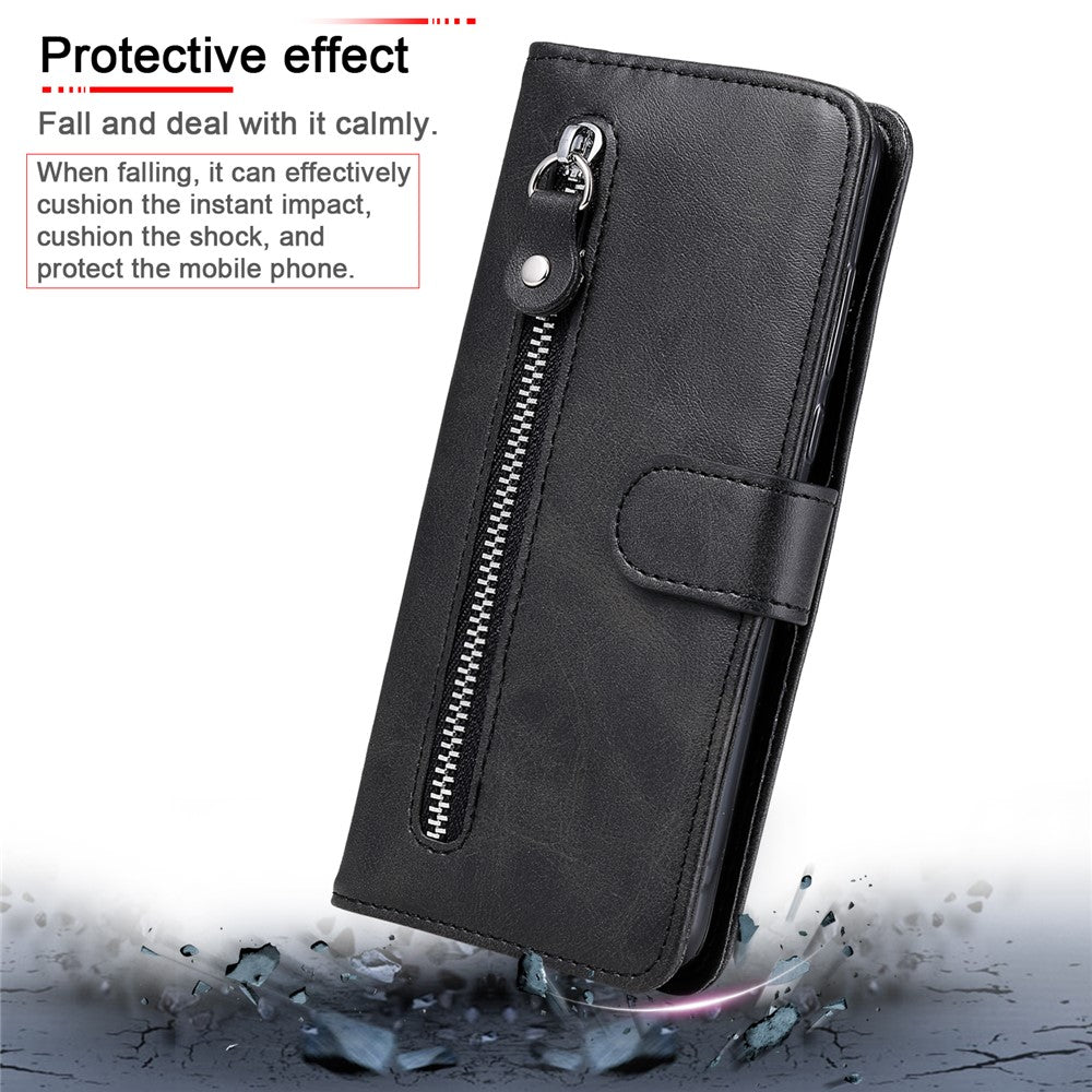 Zipper Pocket Leather Wallet Stand Case for Samsung Galaxy M31