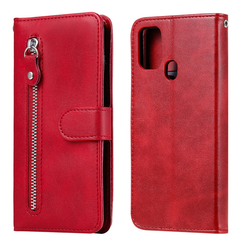 Zipper Pocket Leather Wallet Stand Case for Samsung Galaxy M31