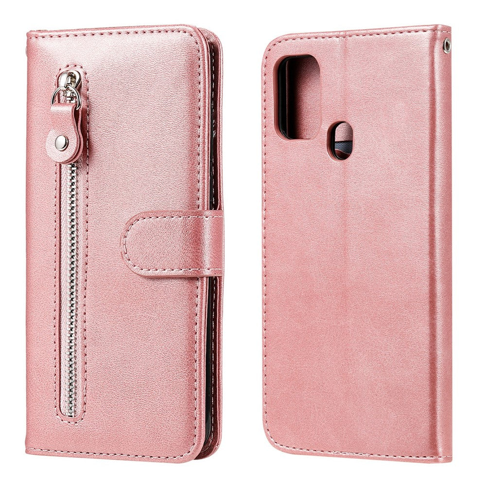 Zipper Pocket Leather Wallet Stand Case for Samsung Galaxy M31
