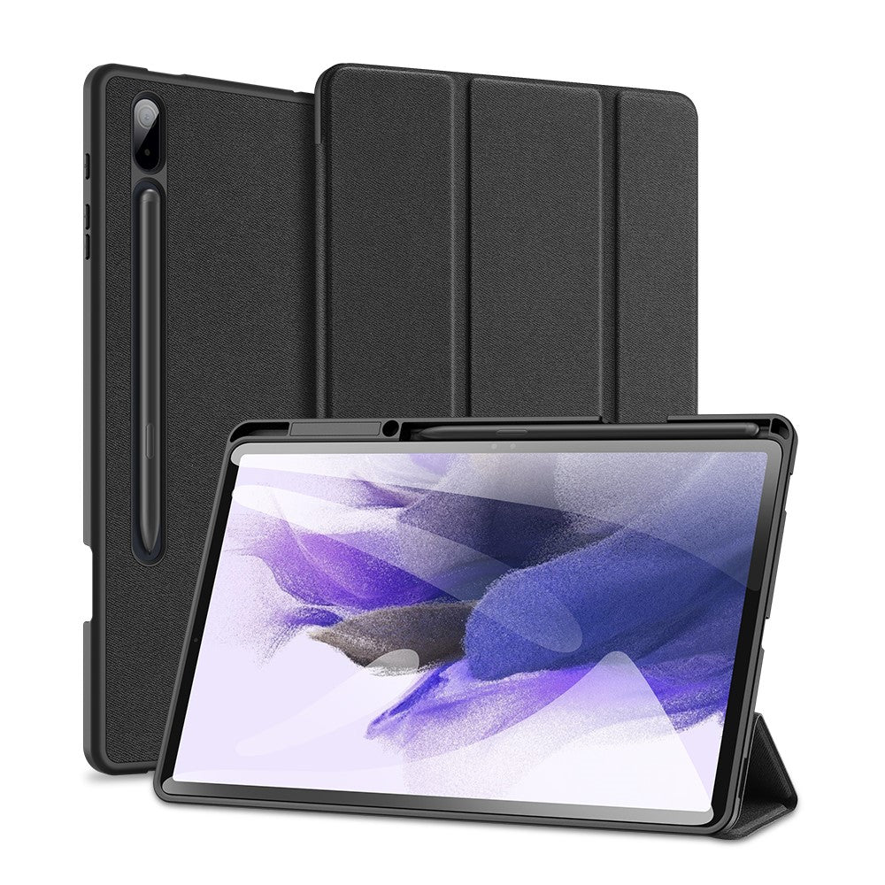 DUX DUCIS DOMO Series Tri-fold Stand Læder Smart Etui med Penholder og Penstander Hul til Samsung Galaxy Tab S7+ / S7 FE / S8+