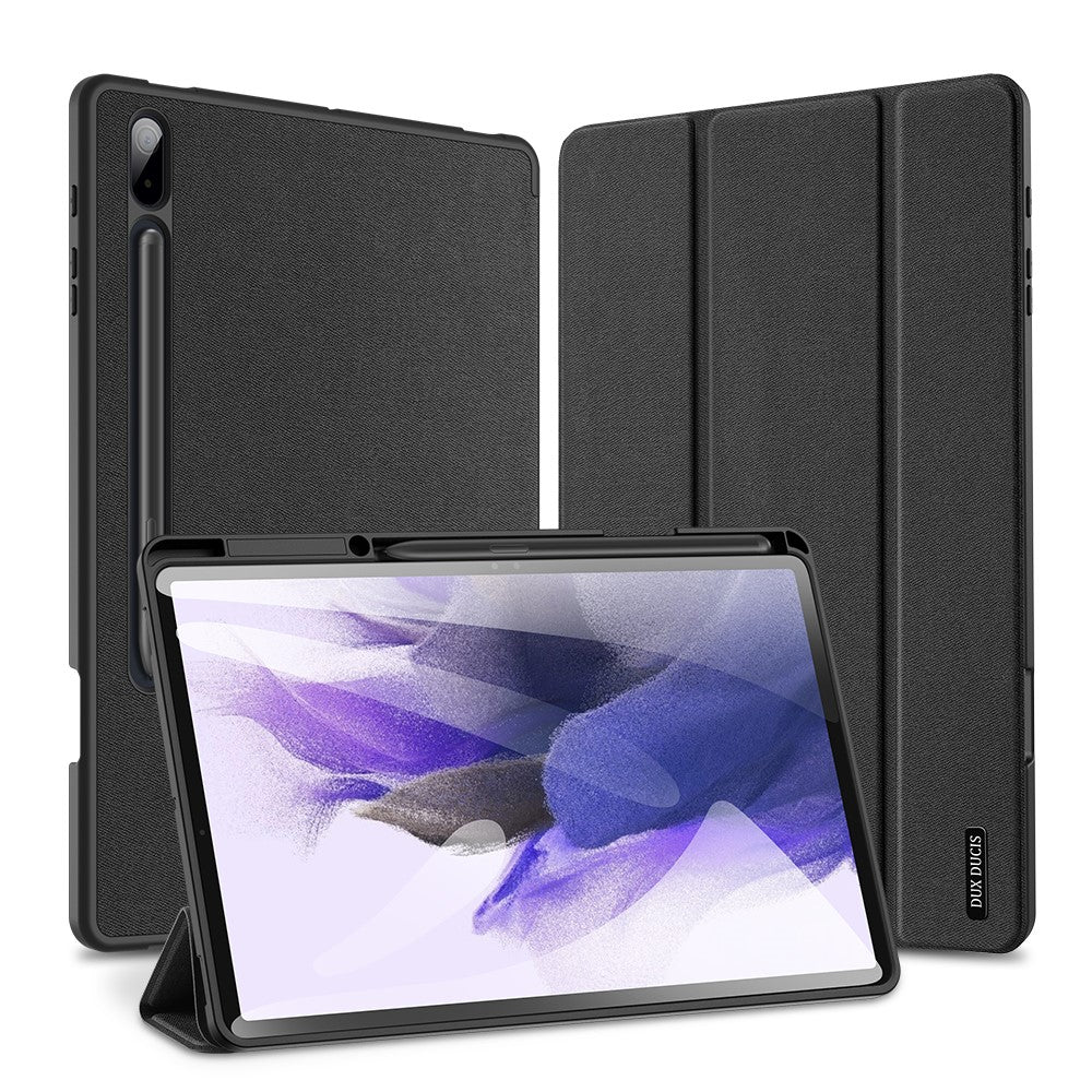 DUX DUCIS DOMO Series Tri-fold Stand Læder Smart Etui med Penholder og Penstander Hul til Samsung Galaxy Tab S7+ / S7 FE / S8+