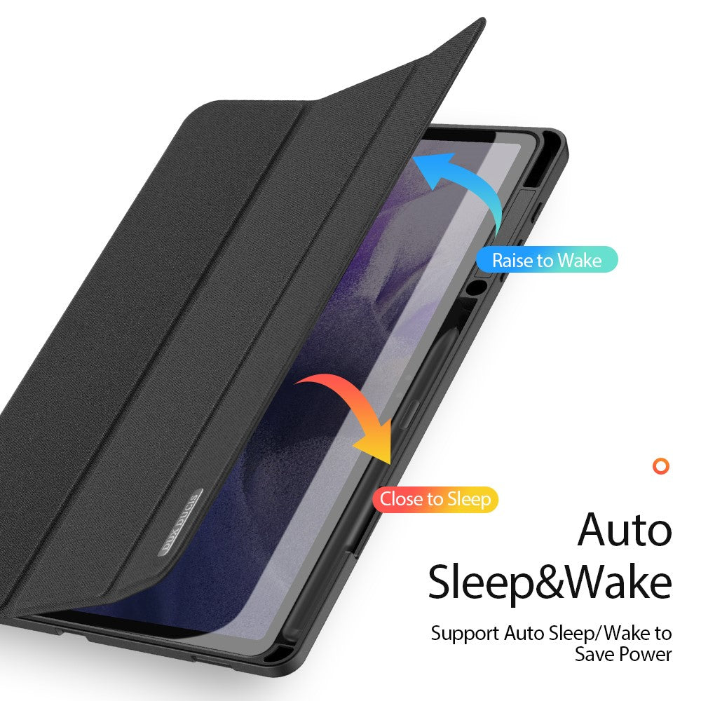 DUX DUCIS DOMO Series Tri-fold Stand Læder Smart Etui med Penholder og Penstander Hul til Samsung Galaxy Tab S7+ / S7 FE / S8+