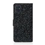 Pungcover i læder med glimmerpulver og stativ til Samsung Galaxy A51 SM-A515
