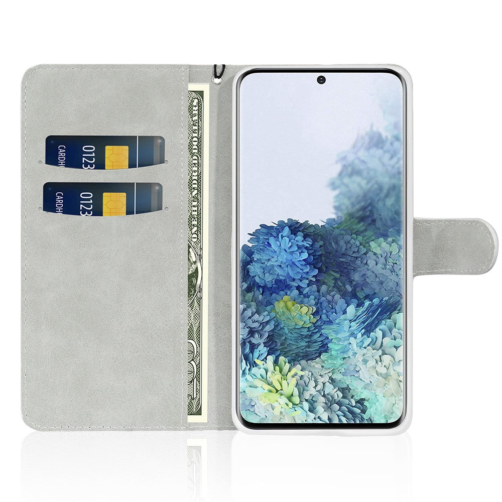 Pungcover i læder med glimmerpulver og stativ til Samsung Galaxy A51 SM-A515