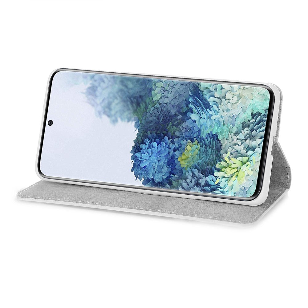 Pungcover i læder med glimmerpulver og stativ til Samsung Galaxy A51 SM-A515