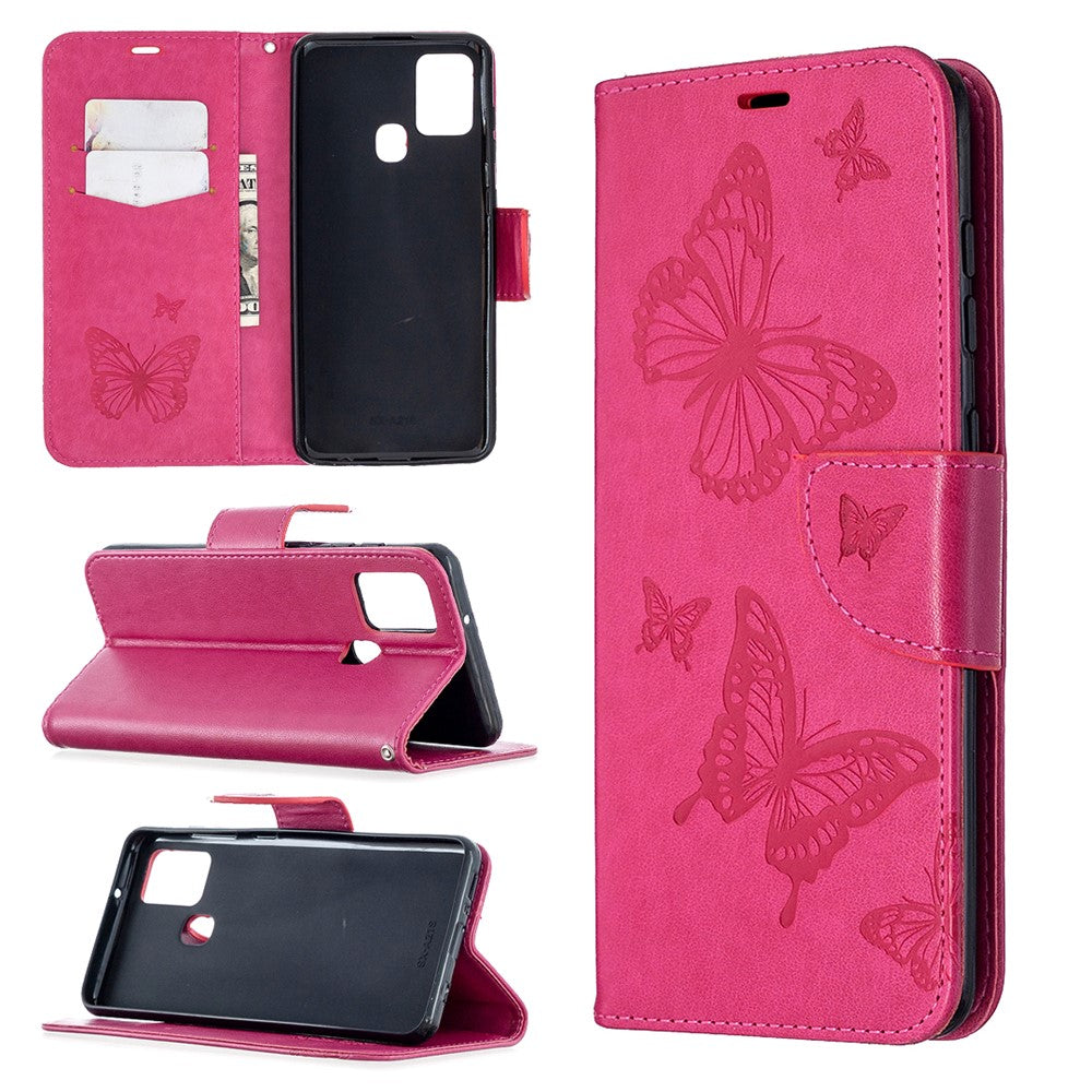 Imprint Butterfly Læderpung Etui til Samsung Galaxy A21s
