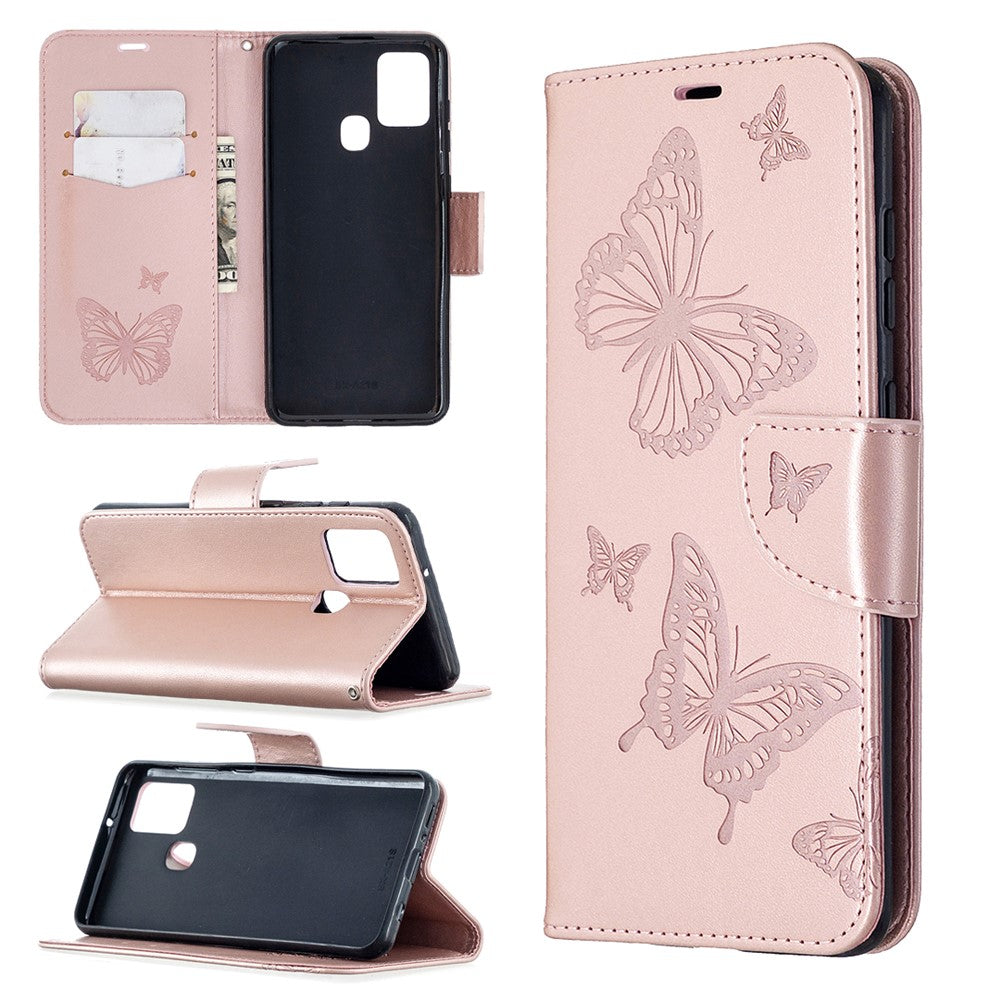 Imprint Butterfly Læderpung Etui til Samsung Galaxy A21s
