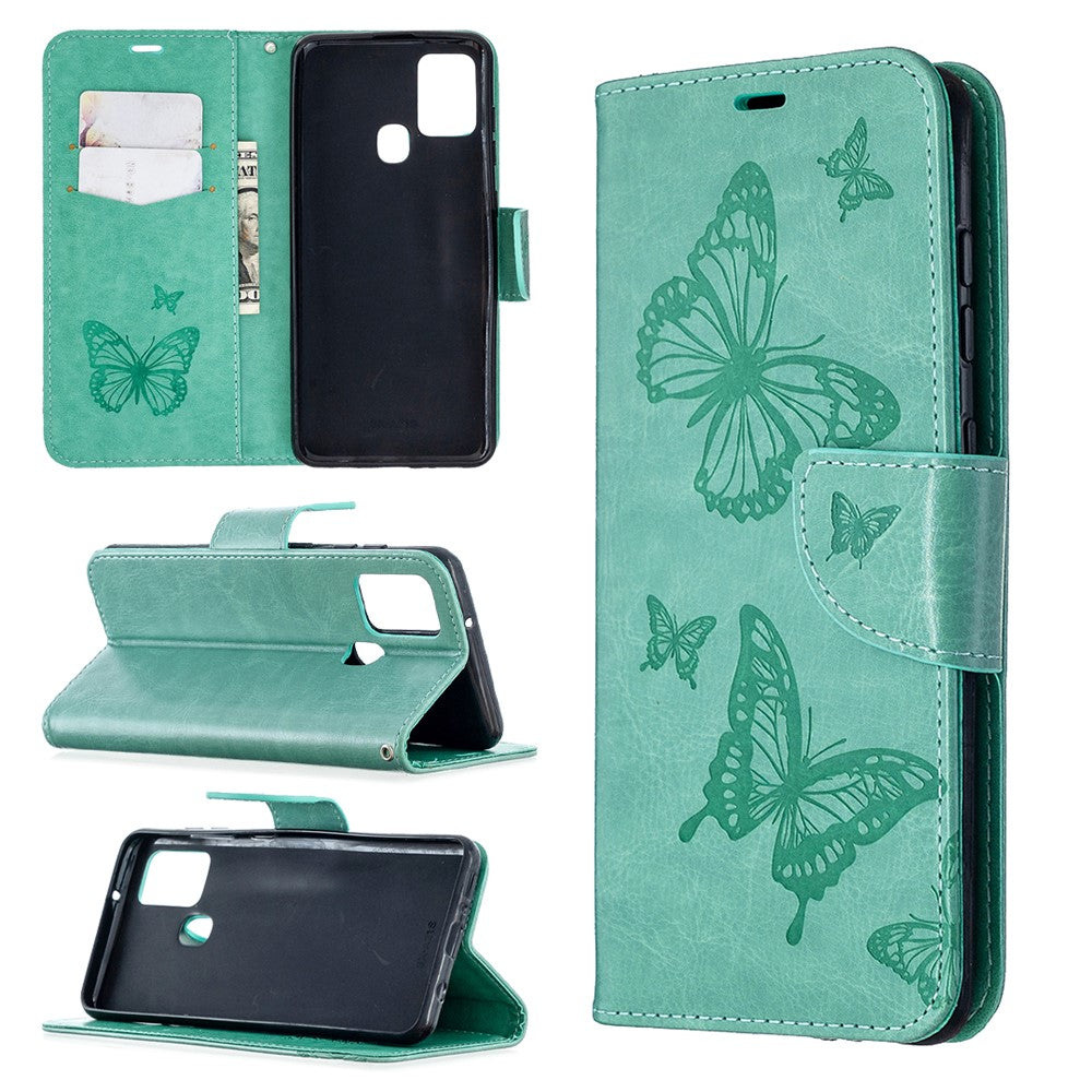 Imprint Butterfly Læderpung Etui til Samsung Galaxy A21s