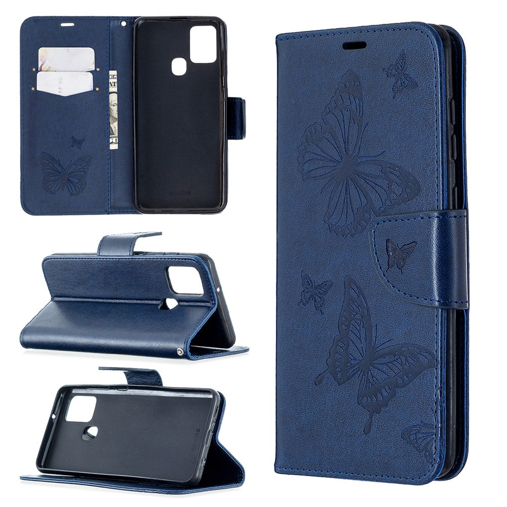 Imprint Butterfly Læderpung Etui til Samsung Galaxy A21s