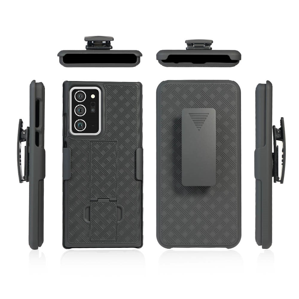 Woven Skin Swivel Belt Clip Holster PC + TPU Cover for Samsung Galaxy Note20 Ultra/Note20 Ultra 5G