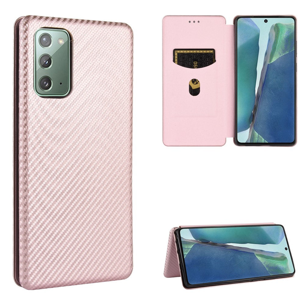 Carbon Fiber Selvabsorberende Læder Telefoncover til Samsung Galaxy Note20/Note20 5G