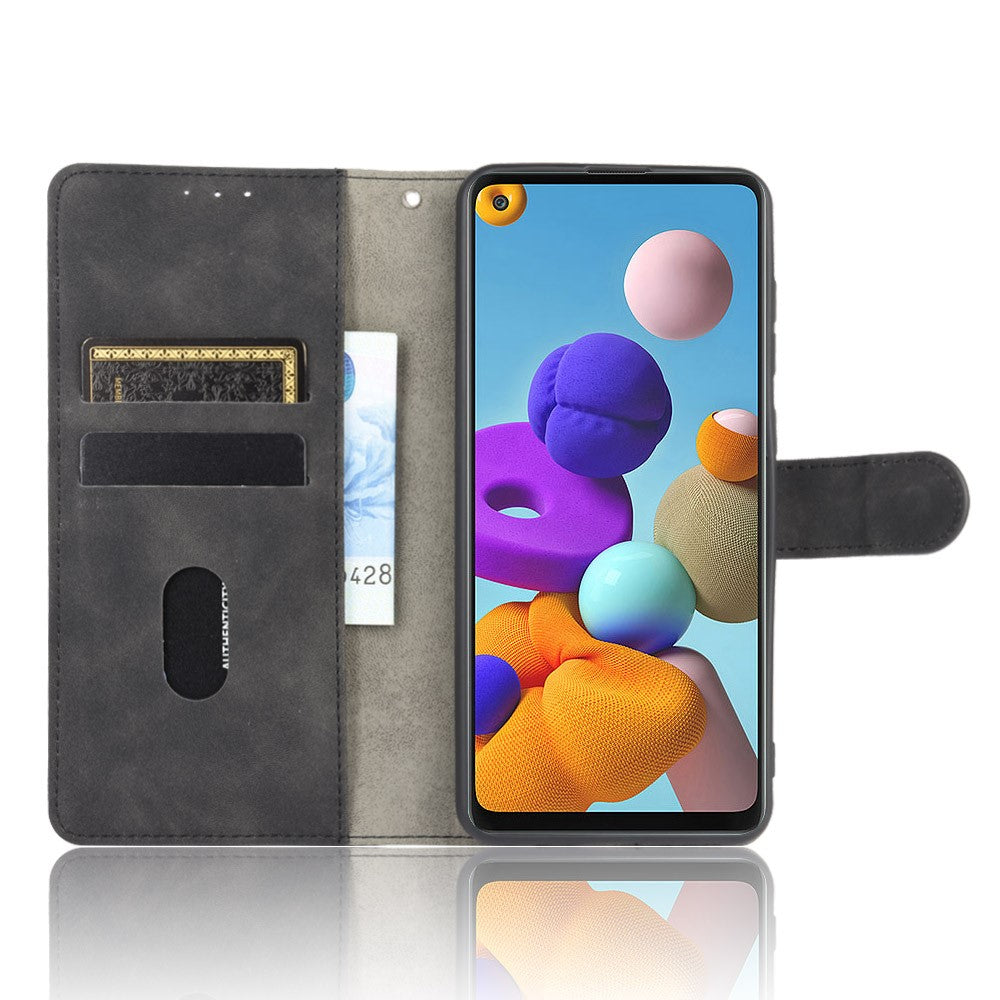 Skin-touch Wallet Stand Leather Flip Cover Case for Samsung Galaxy A21s