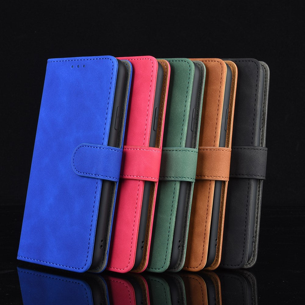 Skin-touch Wallet Stand Leather Flip Cover Case for Samsung Galaxy A21s