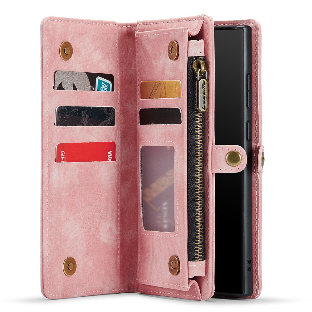 CASEME 008-serien för Samsung Galaxy Note20 / Note20 5G PU-läder magnetiskt avtagbart fodral med dragkedja, plånboksställ, fällbart mobilfodral
