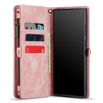CASEME 008-serien för Samsung Galaxy Note20 / Note20 5G PU-läder magnetiskt avtagbart fodral med dragkedja, plånboksställ, fällbart mobilfodral