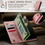 CASEME 008-serien för Samsung Galaxy Note20 / Note20 5G PU-läder magnetiskt avtagbart fodral med dragkedja, plånboksställ, fällbart mobilfodral