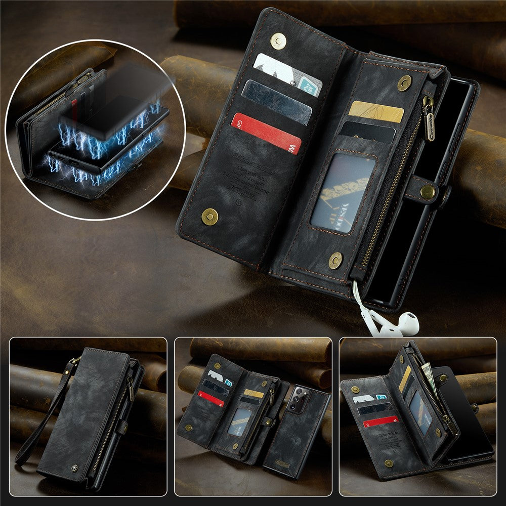 CASEME 008 Series Multi-functional 2-in-1 Zipper Wallet PU Leather Case for Samsung Galaxy Note20 Ultra / Note20 Ultra