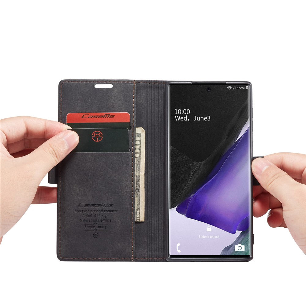 CASEME 013 Series Simplicity Auto-absorbed Læder Cover Pung til Samsung Galaxy Note20/Note20 5G