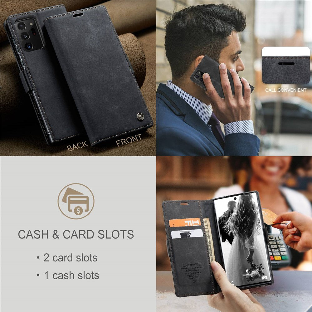 CASEME 013 Series Simplicity Auto-absorbed Leather Wallet Case for Samsung Galaxy Note20 Ultra/Note20 Ultra 5G