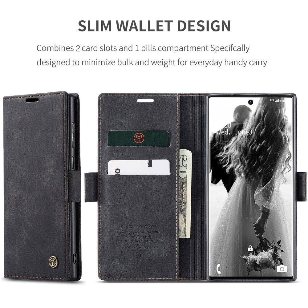 CASEME 013 Series Simplicity Auto-absorbed Leather Wallet Case for Samsung Galaxy Note20 Ultra/Note20 Ultra 5G