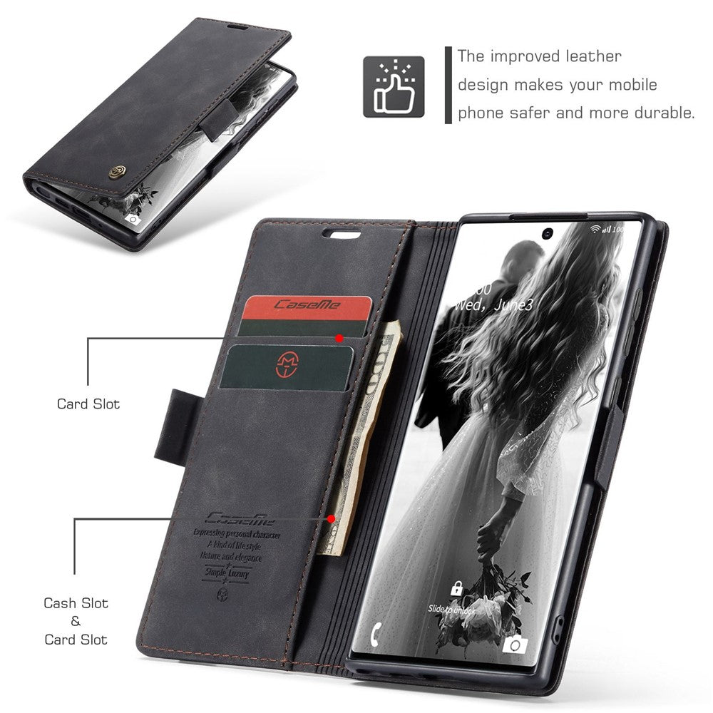 CASEME 013 Series Simplicity Auto-absorbed Leather Wallet Case for Samsung Galaxy Note20 Ultra/Note20 Ultra 5G
