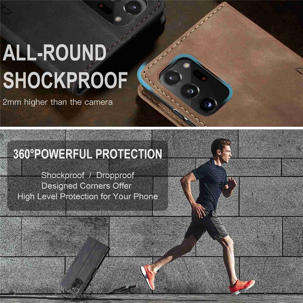 CASEME 013 Series Simplicity Auto-absorbed Leather Wallet Case for Samsung Galaxy Note20 Ultra/Note20 Ultra 5G