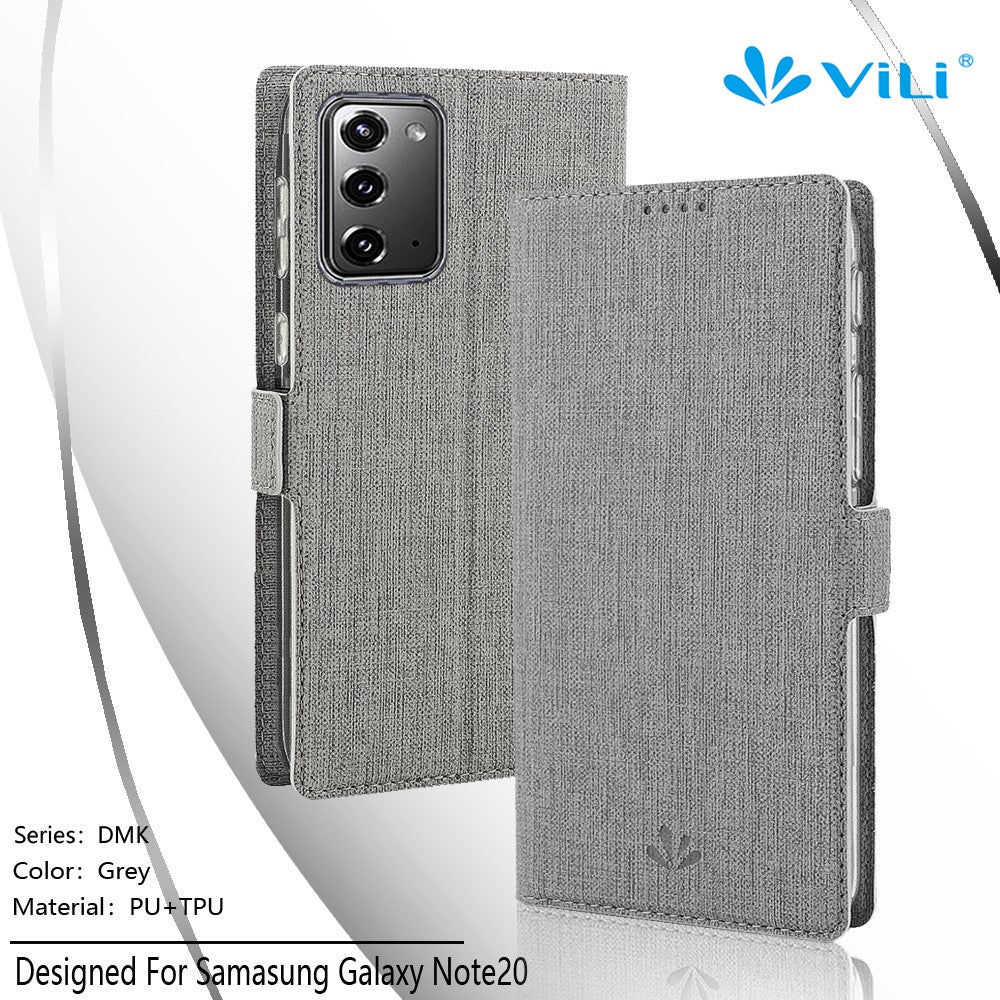VILI DMK Cross Texture Double Magnetic Clasp Leather Wallet Covering Case for Samsung Galaxy Note20/Note20 5G