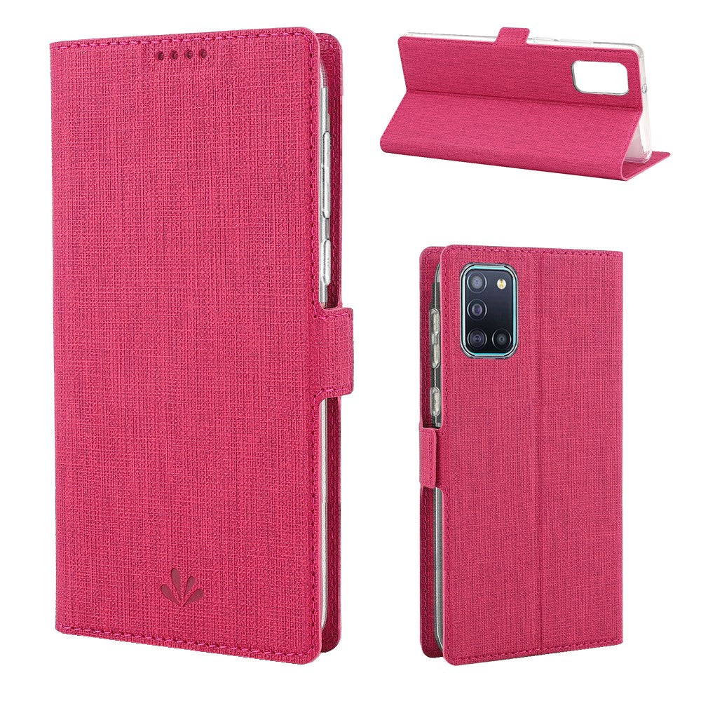 VILI DMK Cross Texture Double Magnetic Clasp Leather Wallet Case for Samsung Galaxy A31