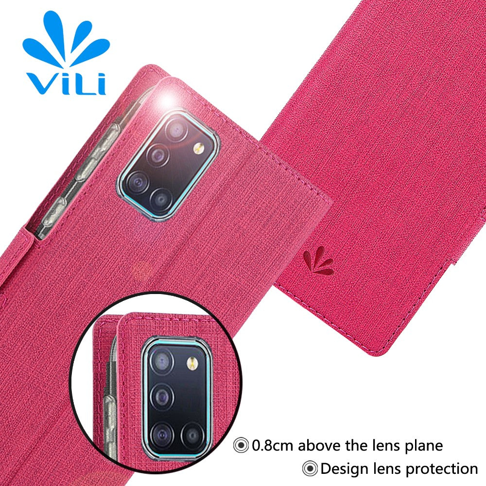 VILI DMK Cross Texture Double Magnetic Clasp Leather Wallet Case for Samsung Galaxy A31