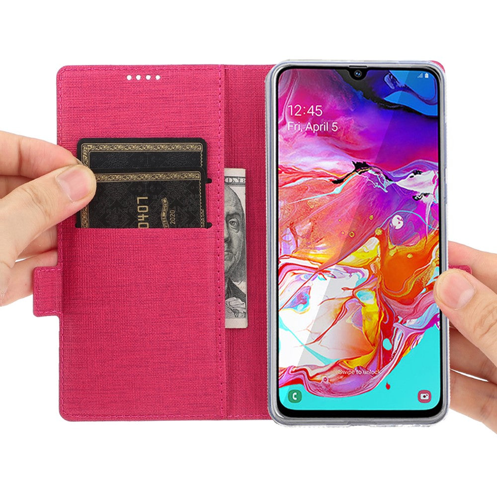 VILI DMK Cross Texture Double Magnetic Clasp Leather Wallet Case for Samsung Galaxy A31