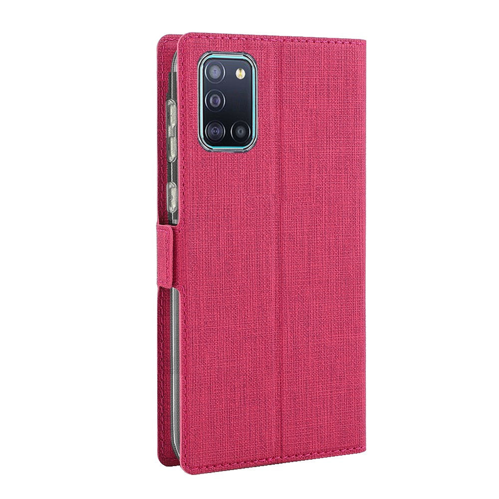VILI DMK Cross Texture Double Magnetic Clasp Leather Wallet Case for Samsung Galaxy A31