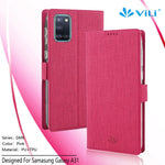 VILI DMK Cross Texture Double Magnetic Clasp Leather Wallet Case for Samsung Galaxy A31