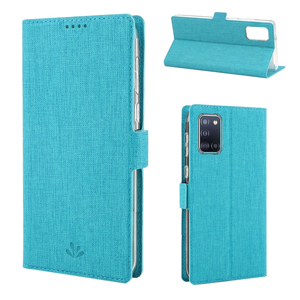 VILI DMK Cross Texture Double Magnetic Clasp Leather Wallet Case for Samsung Galaxy A31