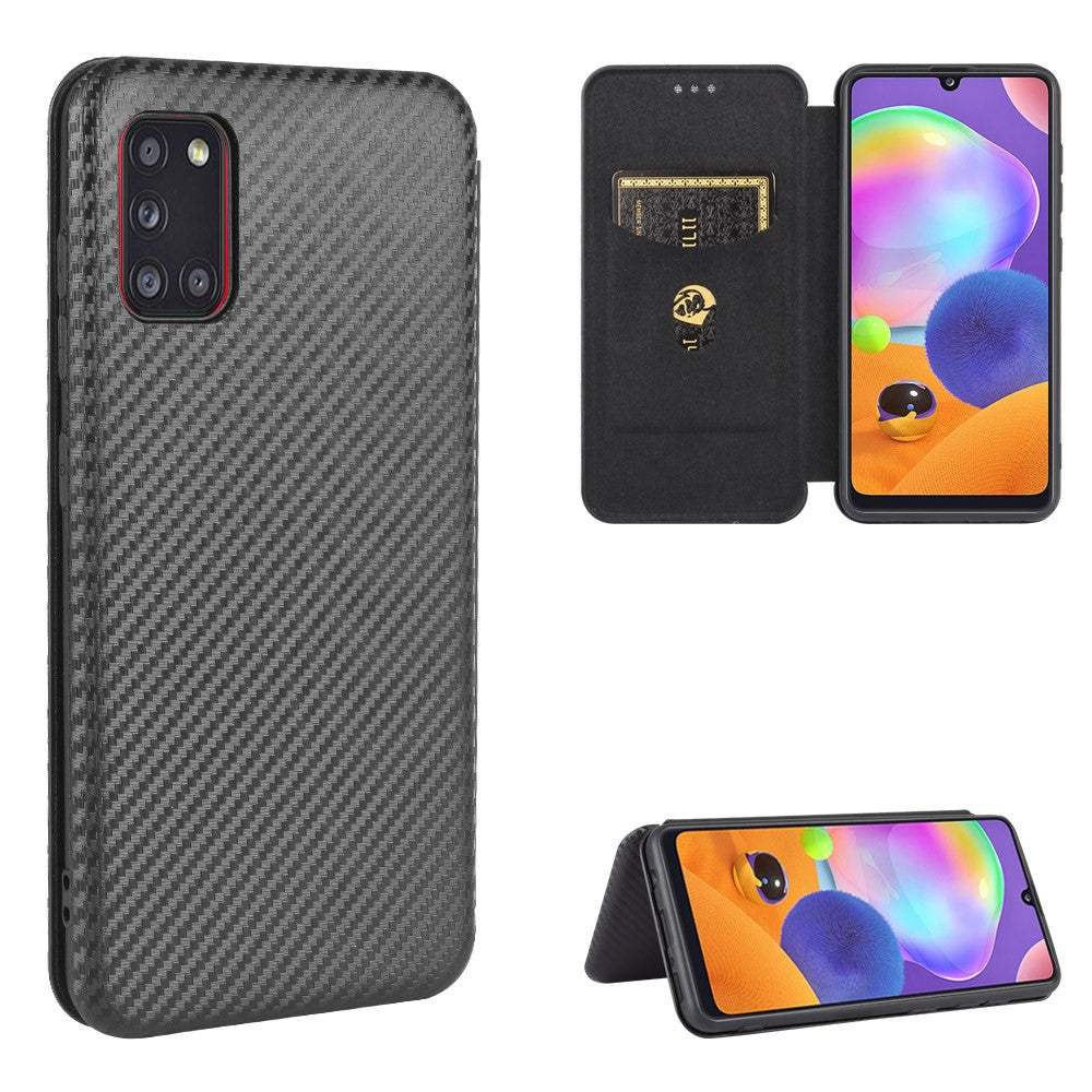 Carbon Fiber Skin Leather Auto-absorbed Shell for Samsung Galaxy A31