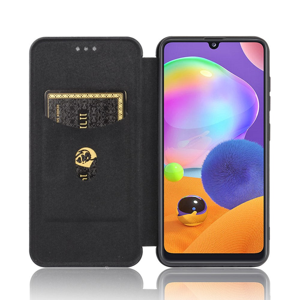 Carbon Fiber Skin Leather Auto-absorbed Shell for Samsung Galaxy A31
