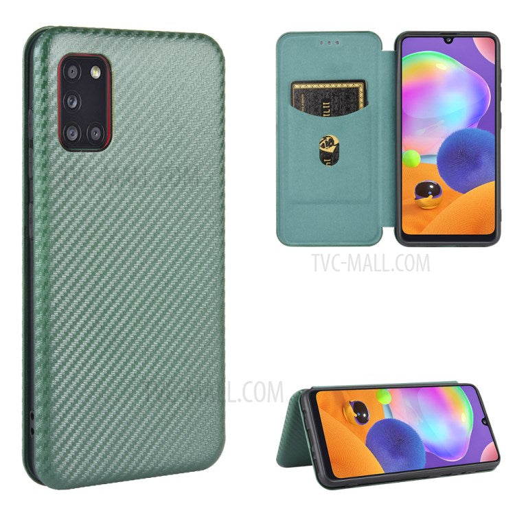 Selvabsorberende cover i kulfiberlook og læder til Samsung Galaxy A31
