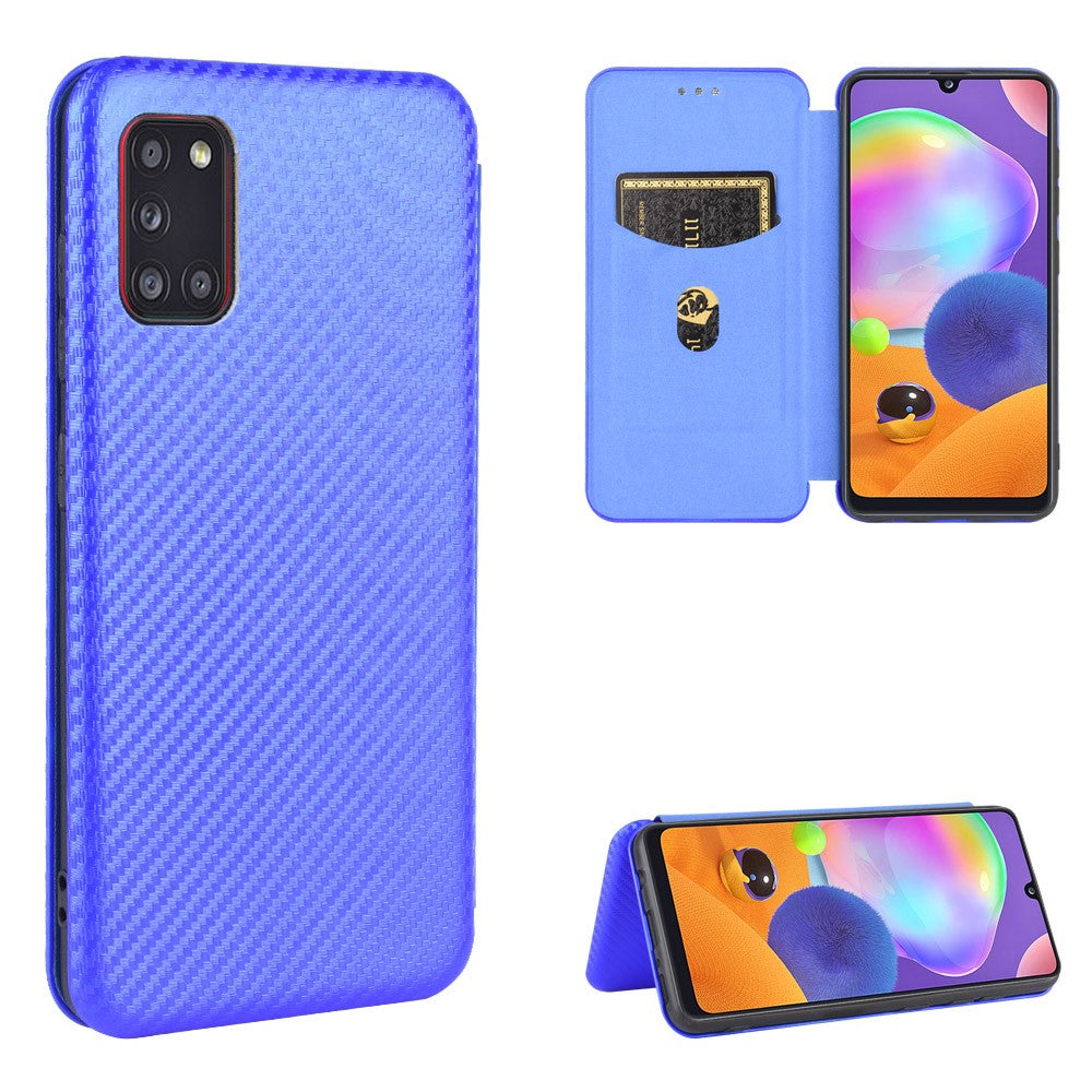 Carbon Fiber Skin Leather Auto-absorbed Shell for Samsung Galaxy A31