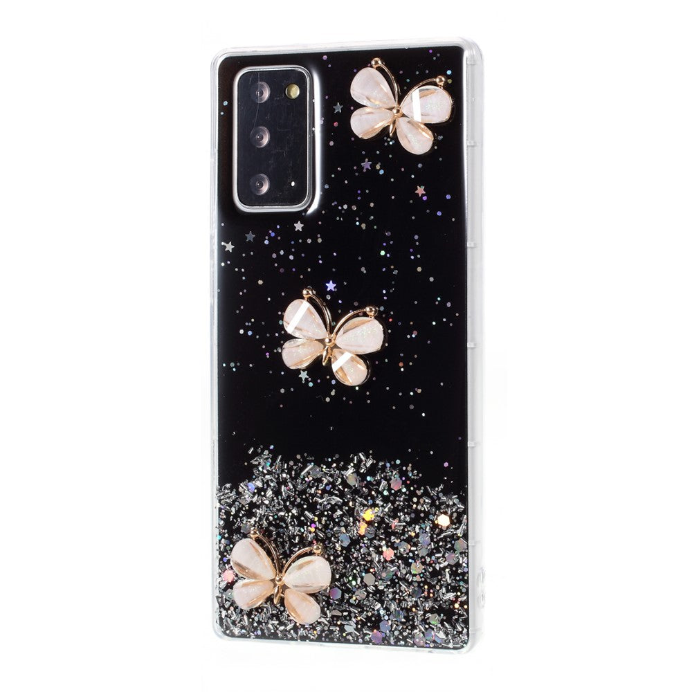 3D Butterfly Rhinestone Decor Epoxy TPU Case for Samsung Galaxy Note20 Ultra/Note20 Ultra 5G