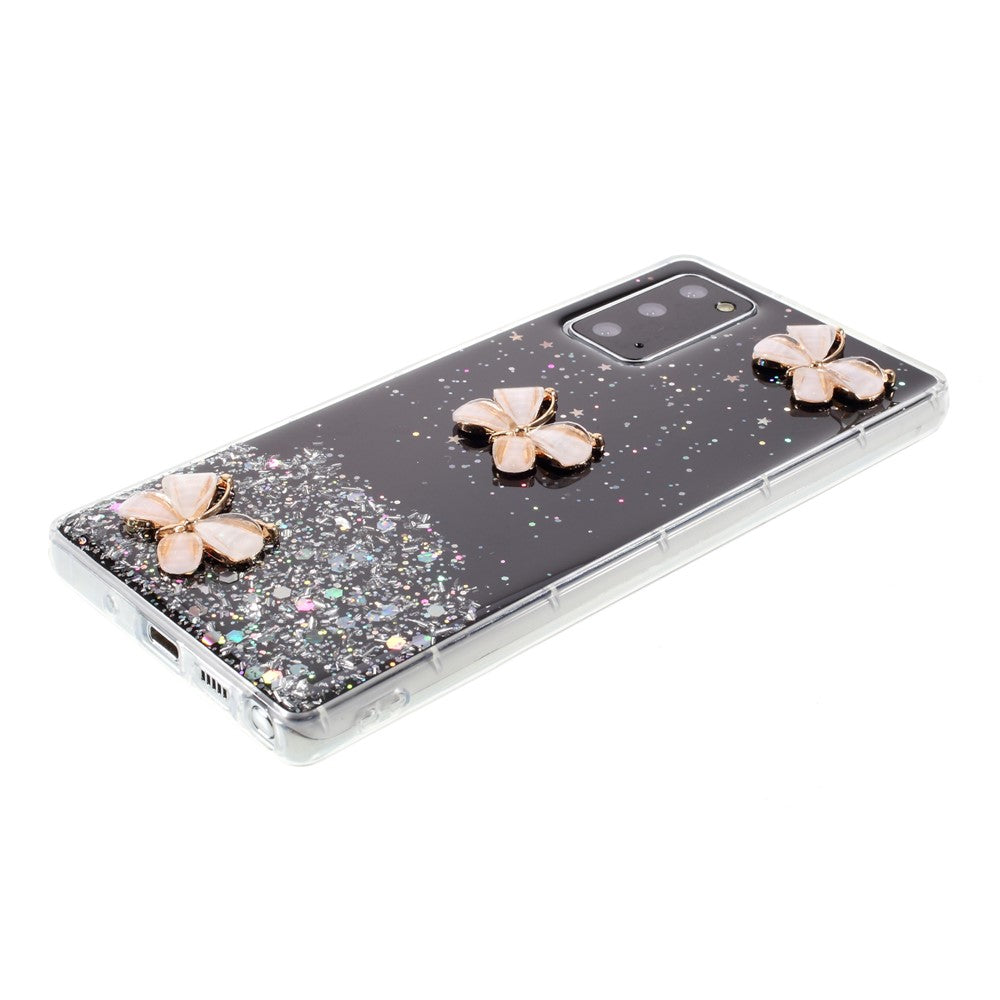 3D Butterfly Rhinestone Decor Epoxy TPU Cover for Samsung Galaxy Note20 4G/5G