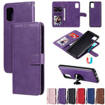 For Samsung Galaxy A31 Case 2 in 1 Detachable Magnetic Leather Wallet Mobile Cover with Strap