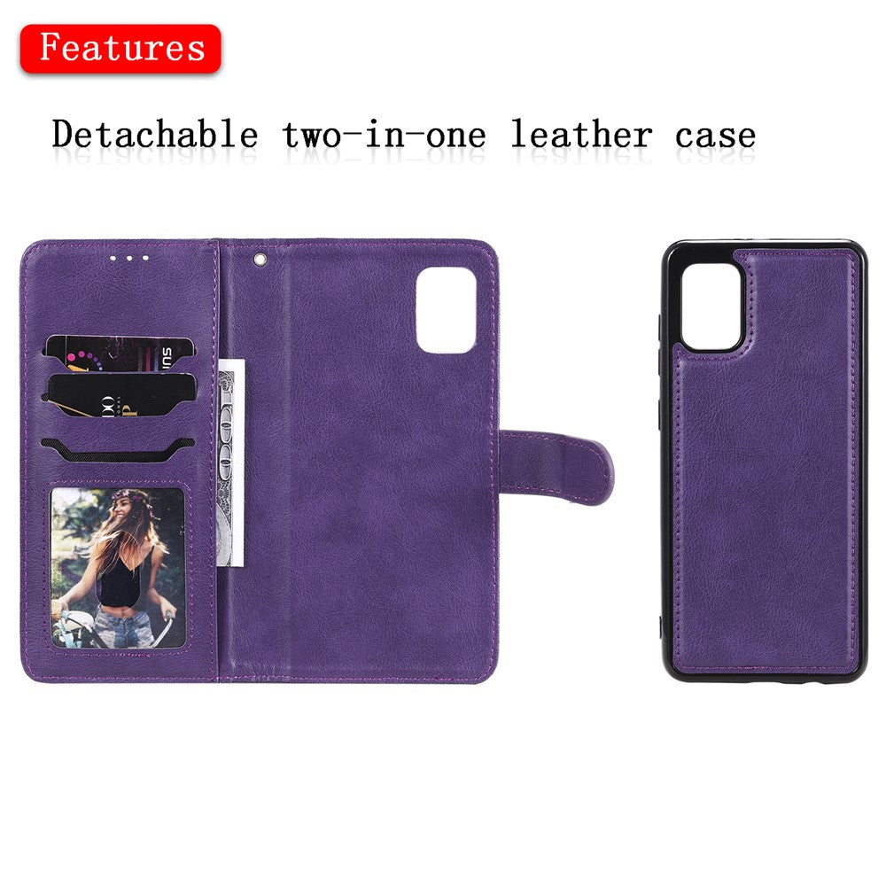 For Samsung Galaxy A31 Case 2 in 1 Detachable Magnetic Leather Wallet Mobile Cover with Strap