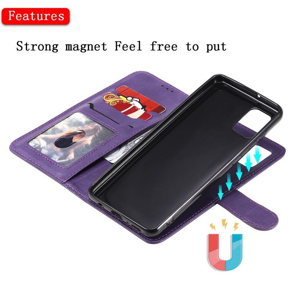 For Samsung Galaxy A31 Case 2 in 1 Detachable Magnetic Leather Wallet Mobile Cover with Strap