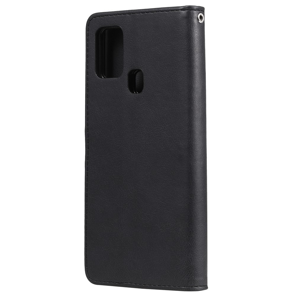 Til Samsung Galaxy A21s cover 2 i 1 aftageligt magnetisk læderpung mobilcover med rem