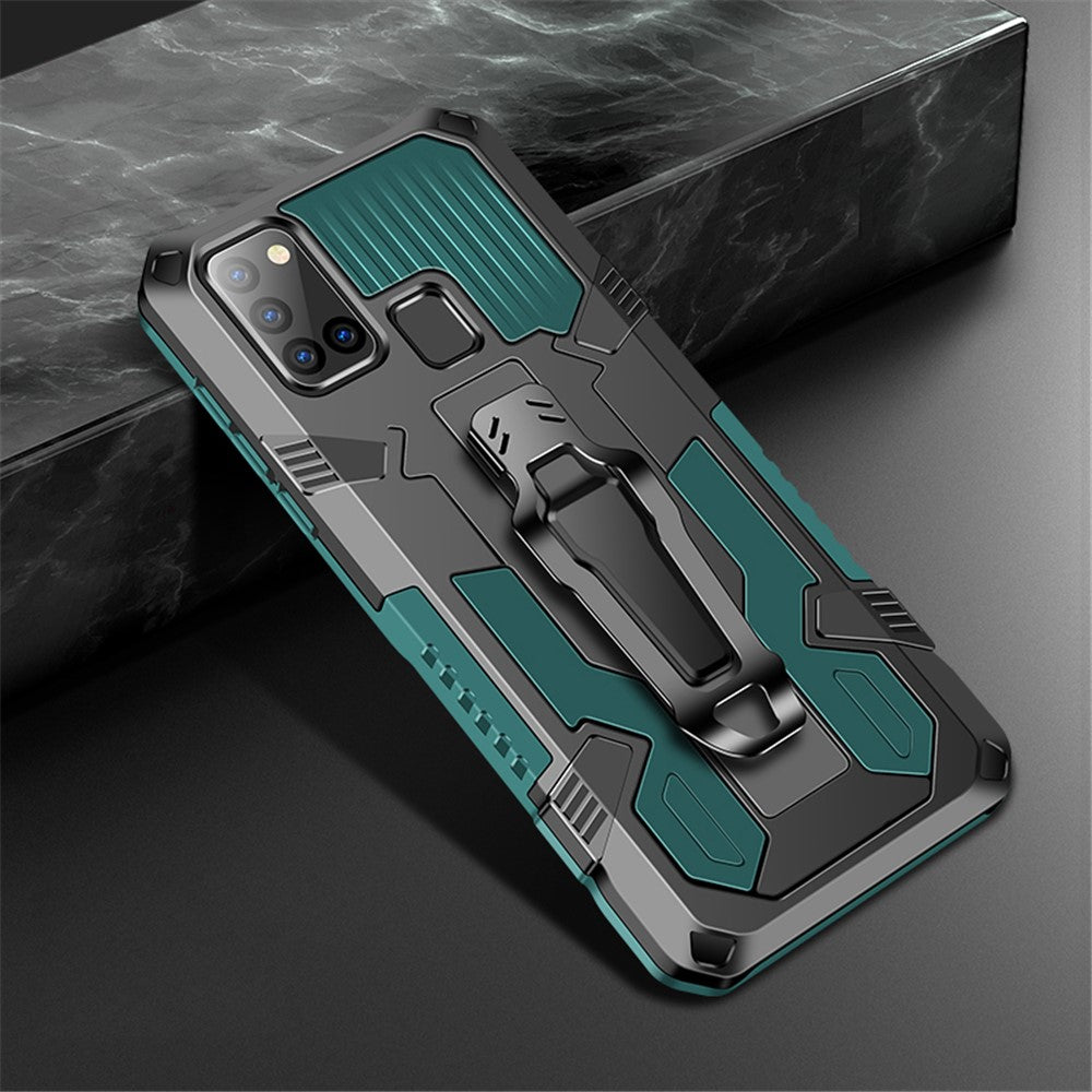 Cool Warrior PC+TPU+Metal Hybrid Cover with Kickstand Belt Clip for Samsung Galaxy A21s