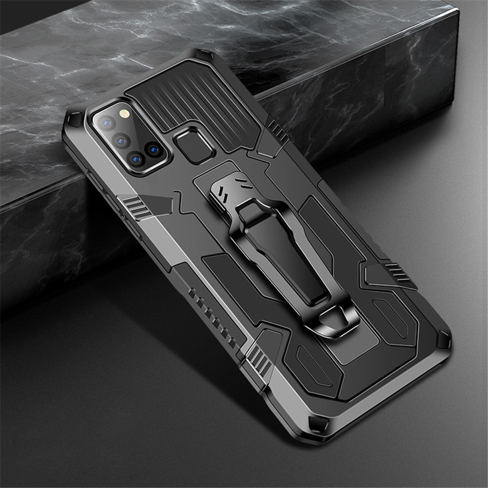 Cool Warrior PC+TPU+Metal Hybrid Cover with Kickstand Belt Clip for Samsung Galaxy A21s