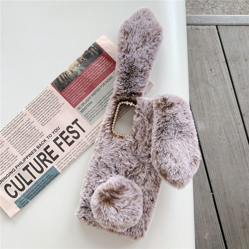 Adorable Long Ears Rabbit Shape Fur Coated Soft TPU Phone Case for Samsung Galaxy Note20 4G/5G