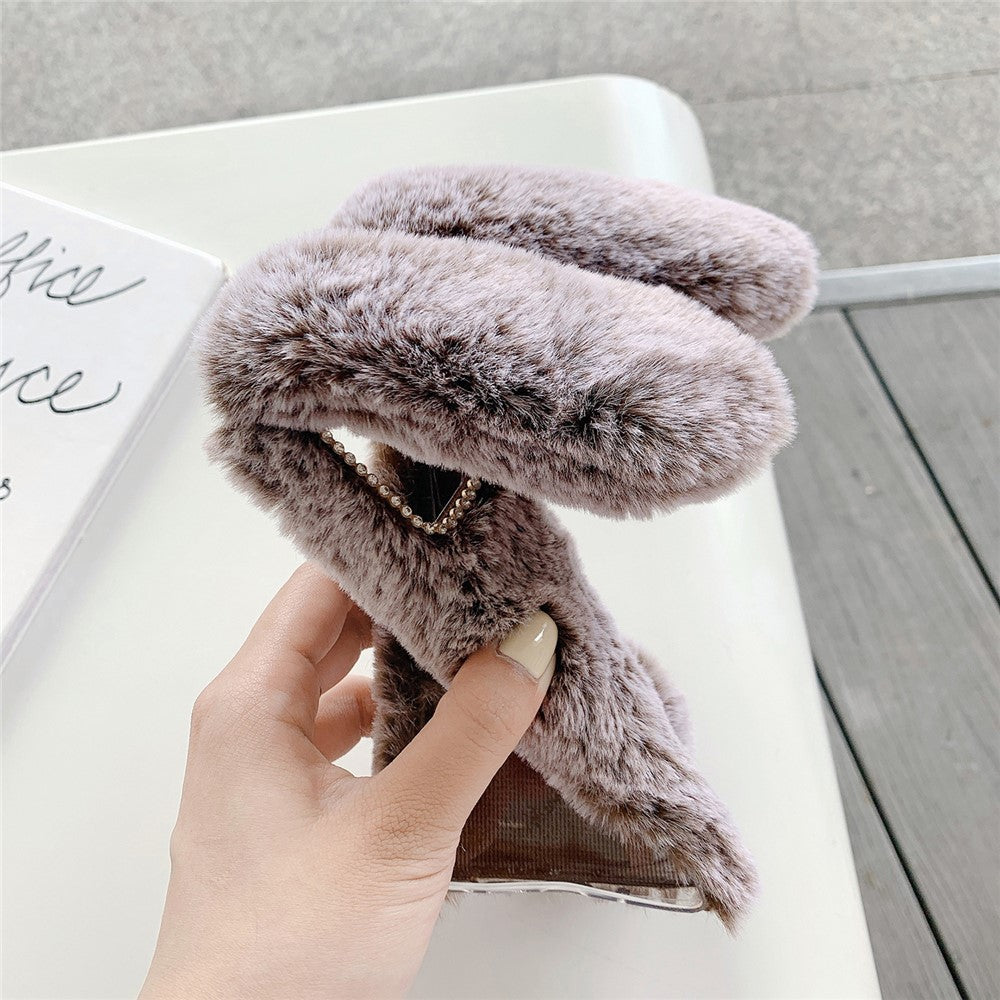Adorable Long Ears Rabbit Shape Fur Coated Soft TPU Phone Case for Samsung Galaxy Note20 4G/5G