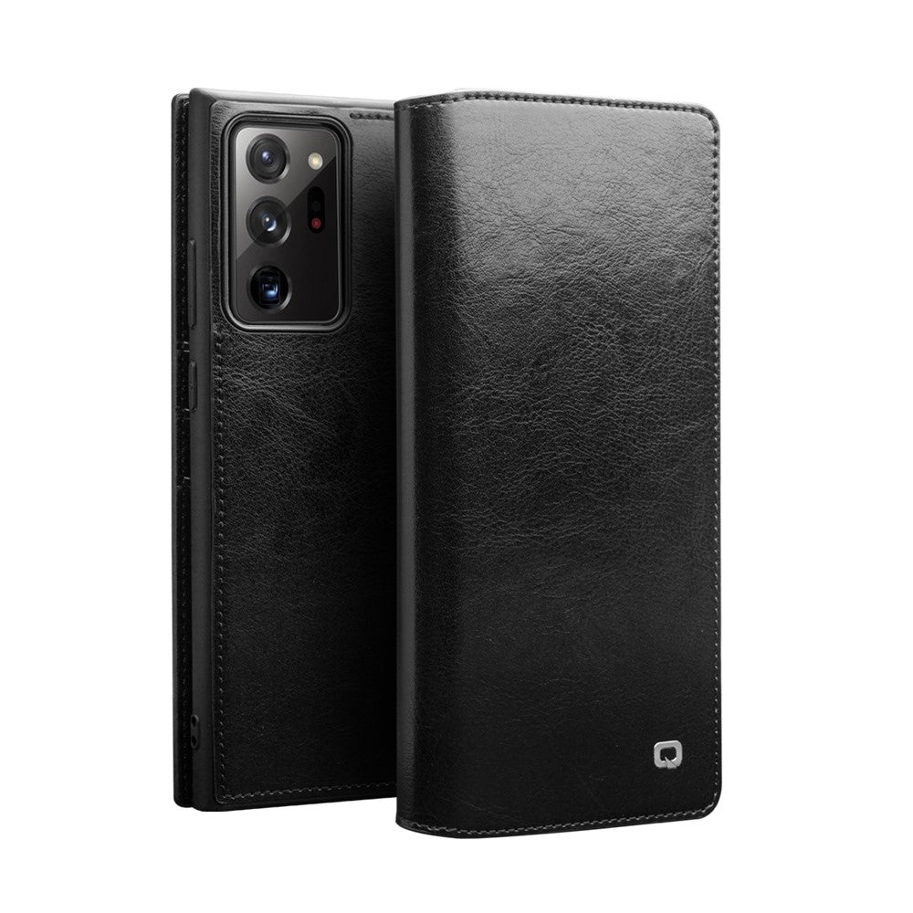 QIALINO til Samsung Galaxy Note20 Ultra 5G / Note20 Ultra Ægte okselæder cover Pung Telefon Beskyttelsescover