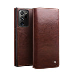 QIALINO til Samsung Galaxy Note20 Ultra 5G / Note20 Ultra Ægte okselæder cover Pung Telefon Beskyttelsescover