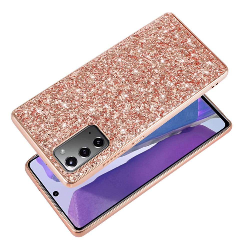 Glitterende pailletter belagt TPU-ramme + PC Hybrid Cover til Samsung Galaxy Note20 4G/5G